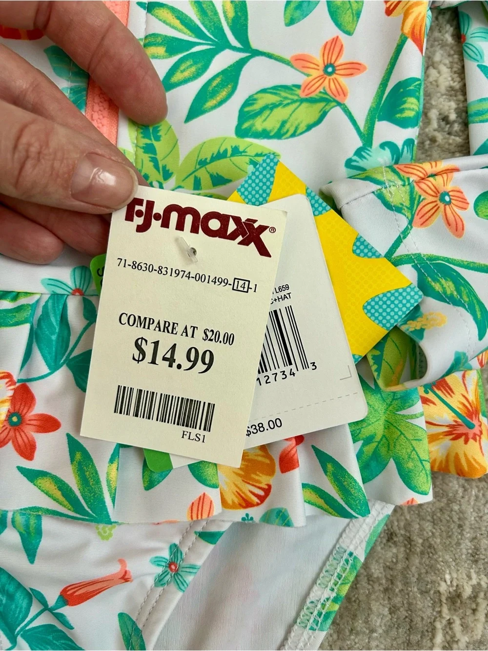 NWT Little Me Floral Long-Sleeve Swim/Rash Guard with Hat - size 18 months